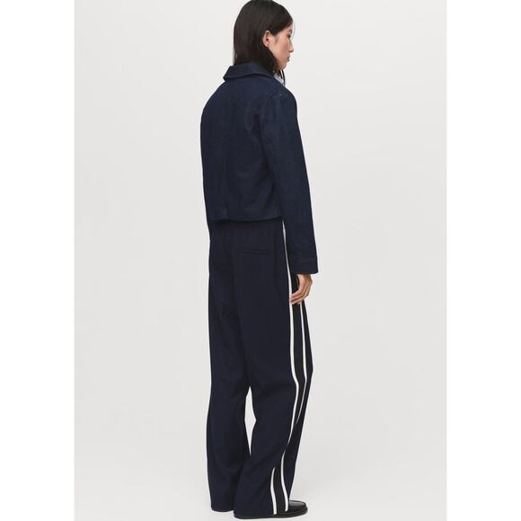 MANGO Contrast Stripe Straight Pants Navy - XXS - Picture 4 of 7